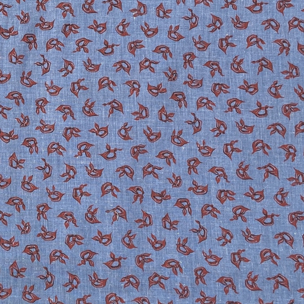 Fabric / Material - Vintage - Red & Black Bandanas (rags) on Blue - 1970’s? VGVC